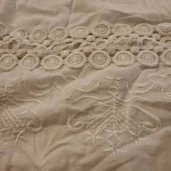 100% Cotton Loose White Shift Dress Lace & Pom Pom Detail XXXL - Picture 3 of 10